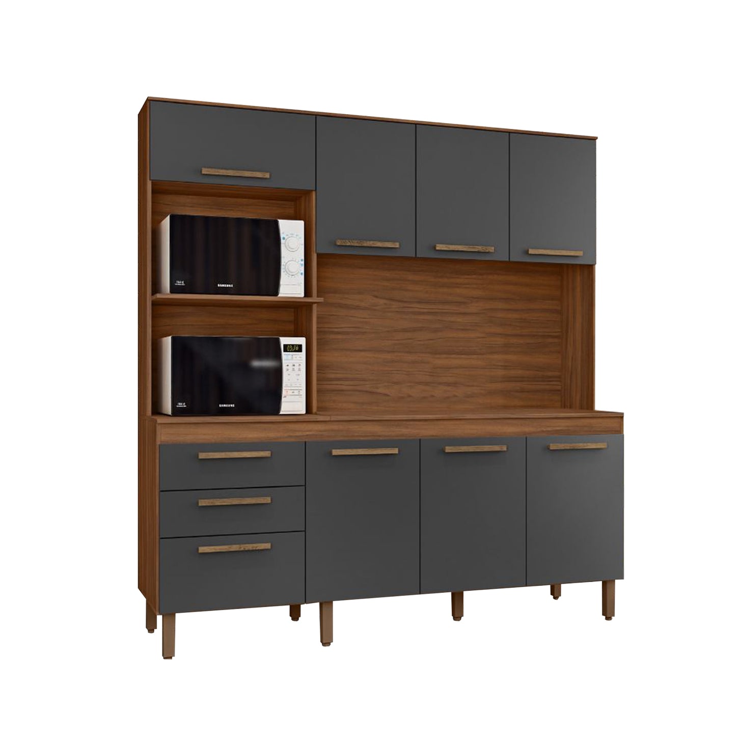 Mueble de Cocina 8 Puertas 2 Cajones Hoga New Jully Café Gris