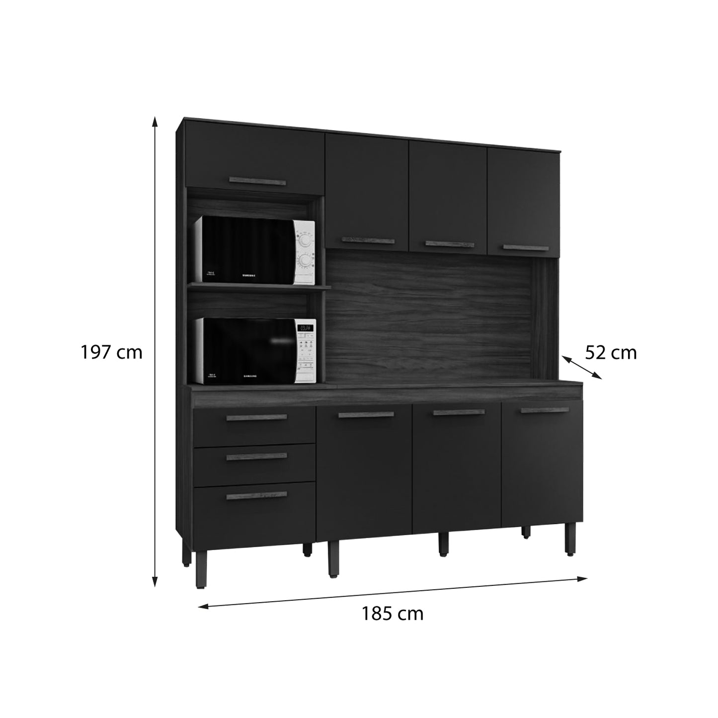 Mueble de Cocina 8 Puertas 2 Cajones Hoga New Jully Café Gris