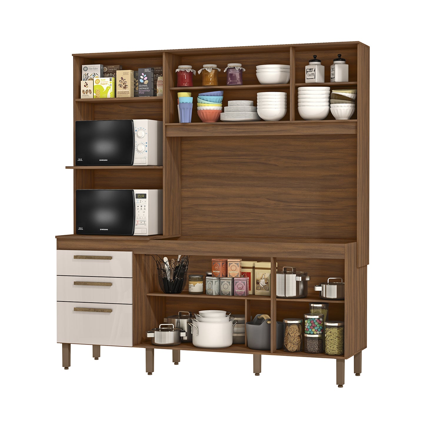 Mueble de Cocina 8 Puertas 2 Cajones Hoga New Jully Café Gris