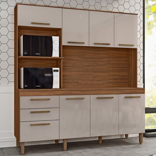 Mueble de Cocina 8 Puertas 2 Cajones Hoga New Jully Café Vainilla