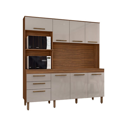 Mueble de Cocina 8 Puertas 2 Cajones Hoga New Jully Café Vainilla