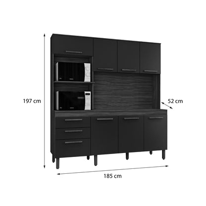 Mueble de Cocina 8 Puertas 2 Cajones Hoga New Jully Café Vainilla