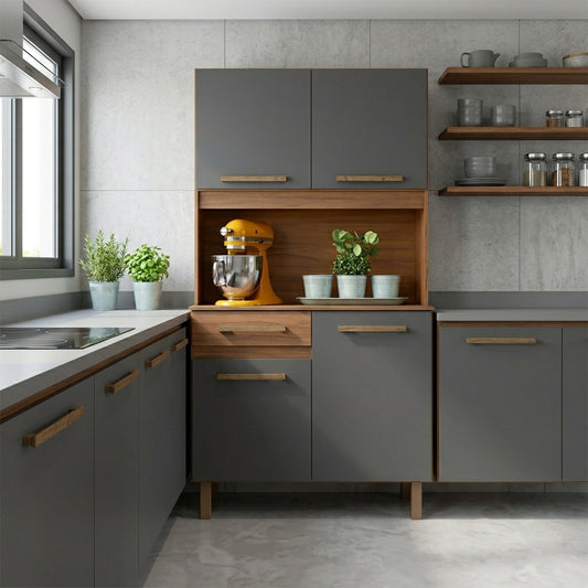 Mueble de Cocina 4 Puertas 1 Cajón Hoga Uruguay Café Gris
