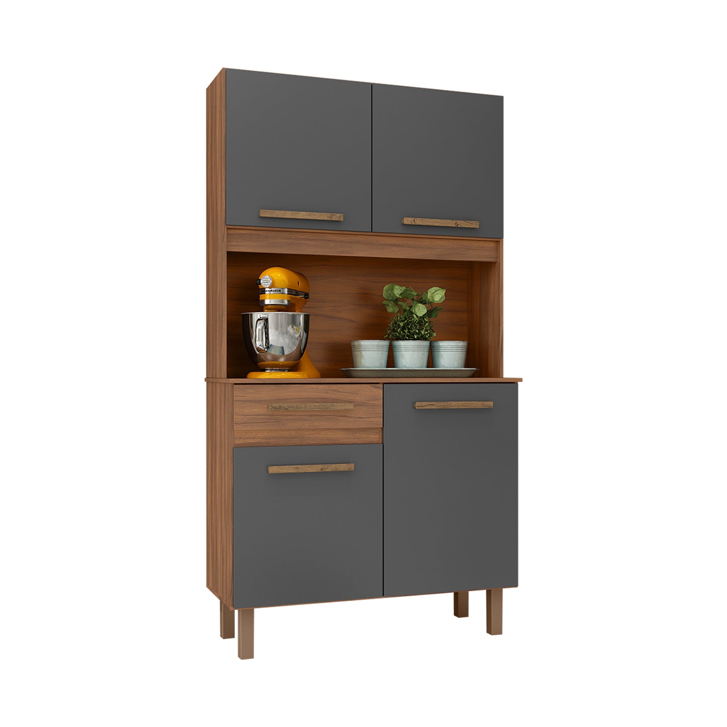 Mueble de Cocina 4 Puertas 1 Cajón Hoga Uruguay Café Gris