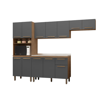Mueble de Cocina 12 Puertas 1 Cajón Hoga Pop Café Gris