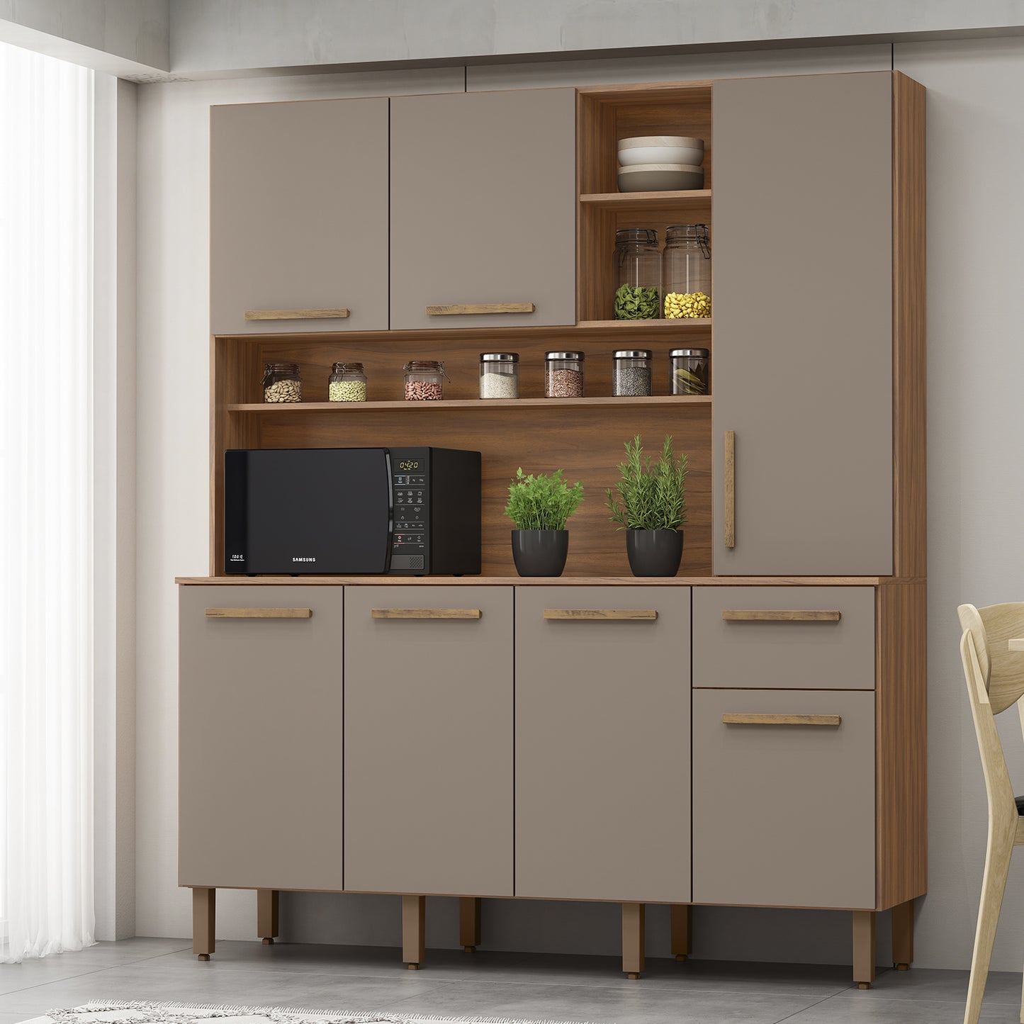 Mueble de Cocina 7 Puertas 1 Cajón Hoga La Paz Café Moka