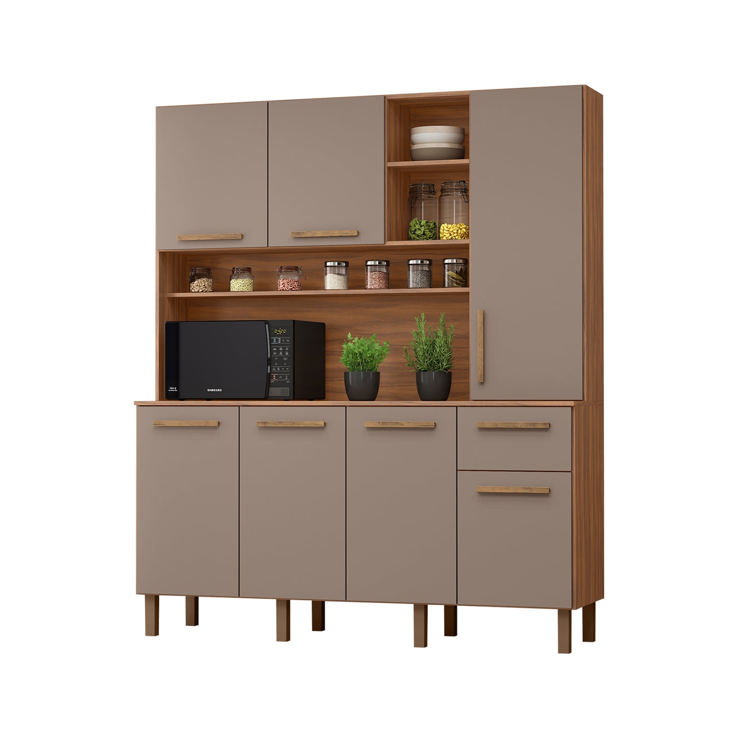 Mueble de Cocina 7 Puertas 1 Cajón Hoga La Paz Café Moka