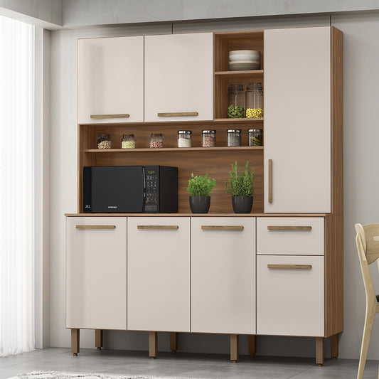 Mueble de Cocina 7 Puertas 1 Cajón Hoga La Paz Café Vainilla