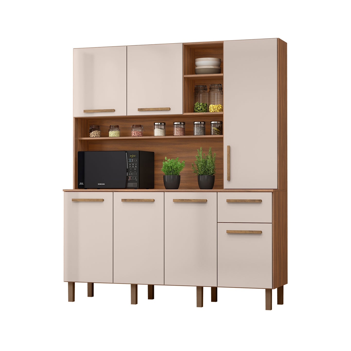 Mueble de Cocina 7 Puertas 1 Cajón Hoga La Paz Café Vainilla