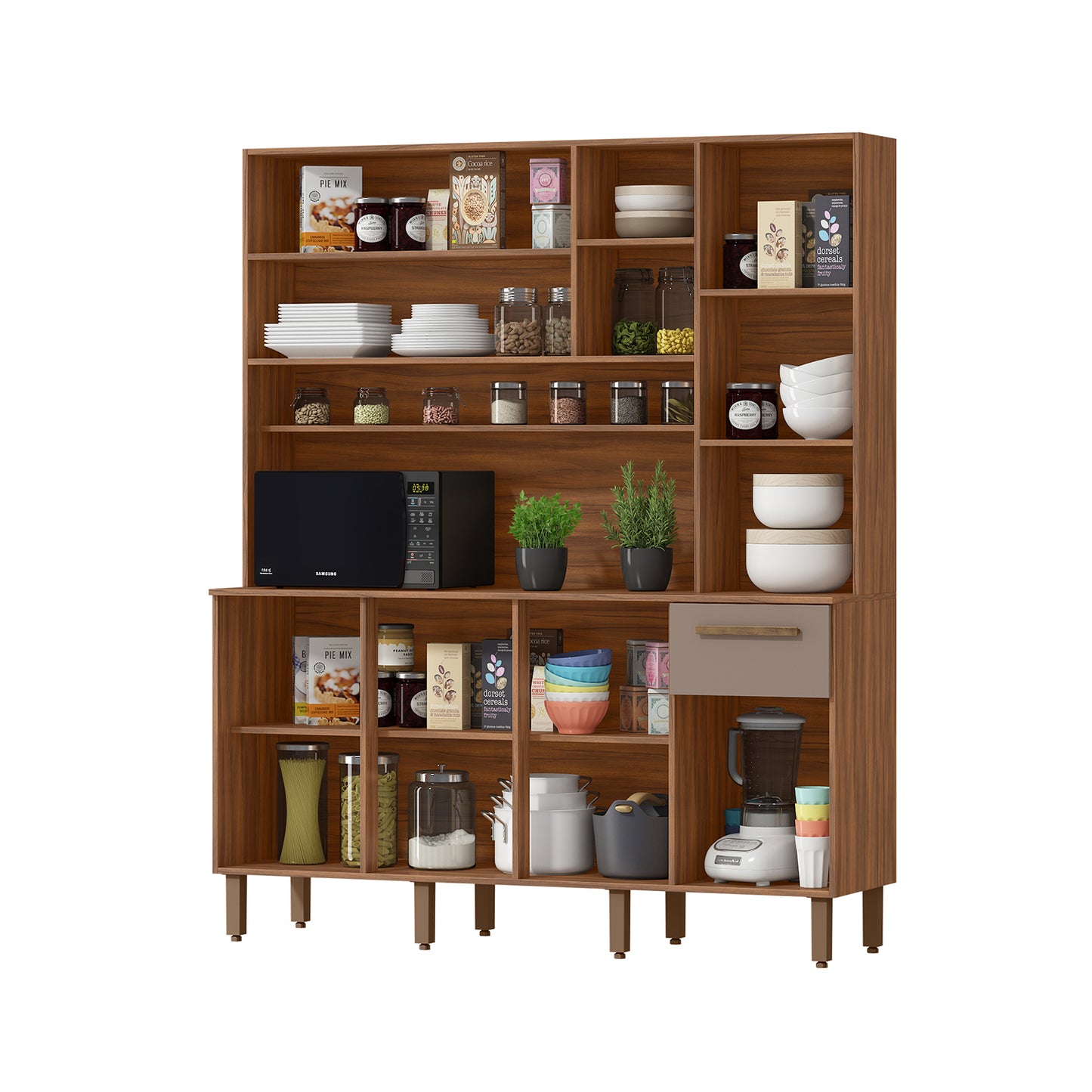 Mueble de Cocina 7 Puertas 1 Cajón Hoga La Paz Café Vainilla