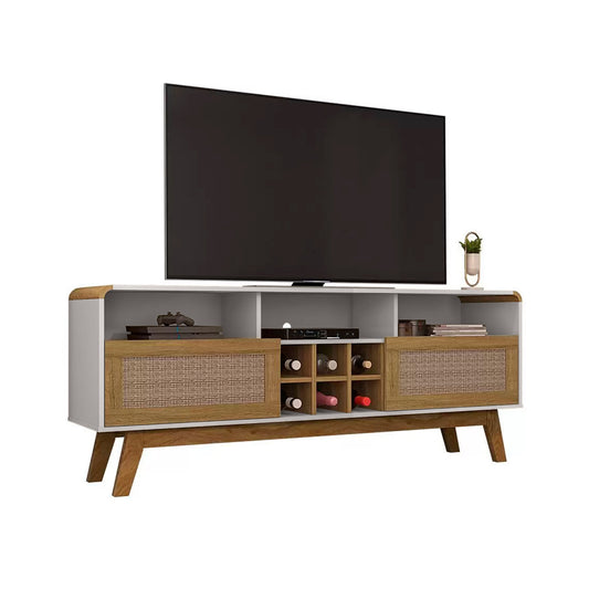 Rack Tv 65" Larimar Blanco Invierno Canela Rattan