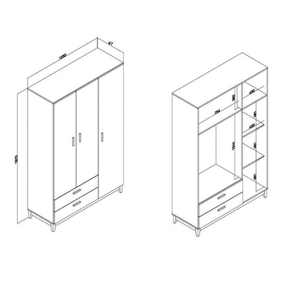 Clóset 3 Puertas y 2 Cajones Constantino Oliva