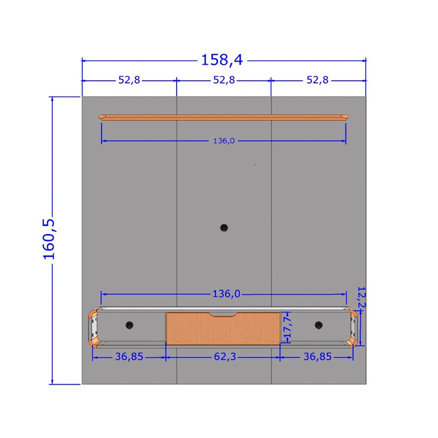 Panel Rack Tv 65" Lisboa Blanco Invierno Natural Ripado