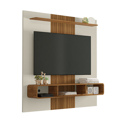 Panel Rack Tv 65" Lisboa Blanco Invierno Natural Ripado