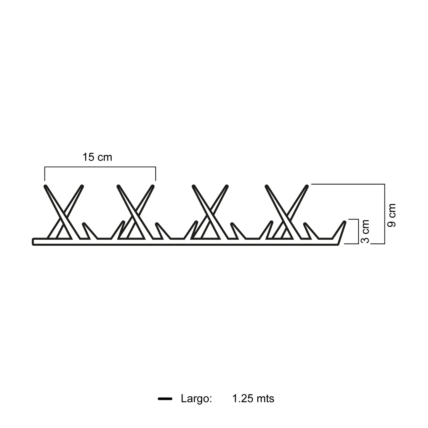 Punta Reja Tiburón Cortopunzante 9 Cm x Largo 1.25 Mts Galvanizada