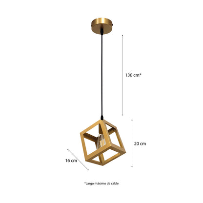 Lámpara de Techo Cubo Dorado