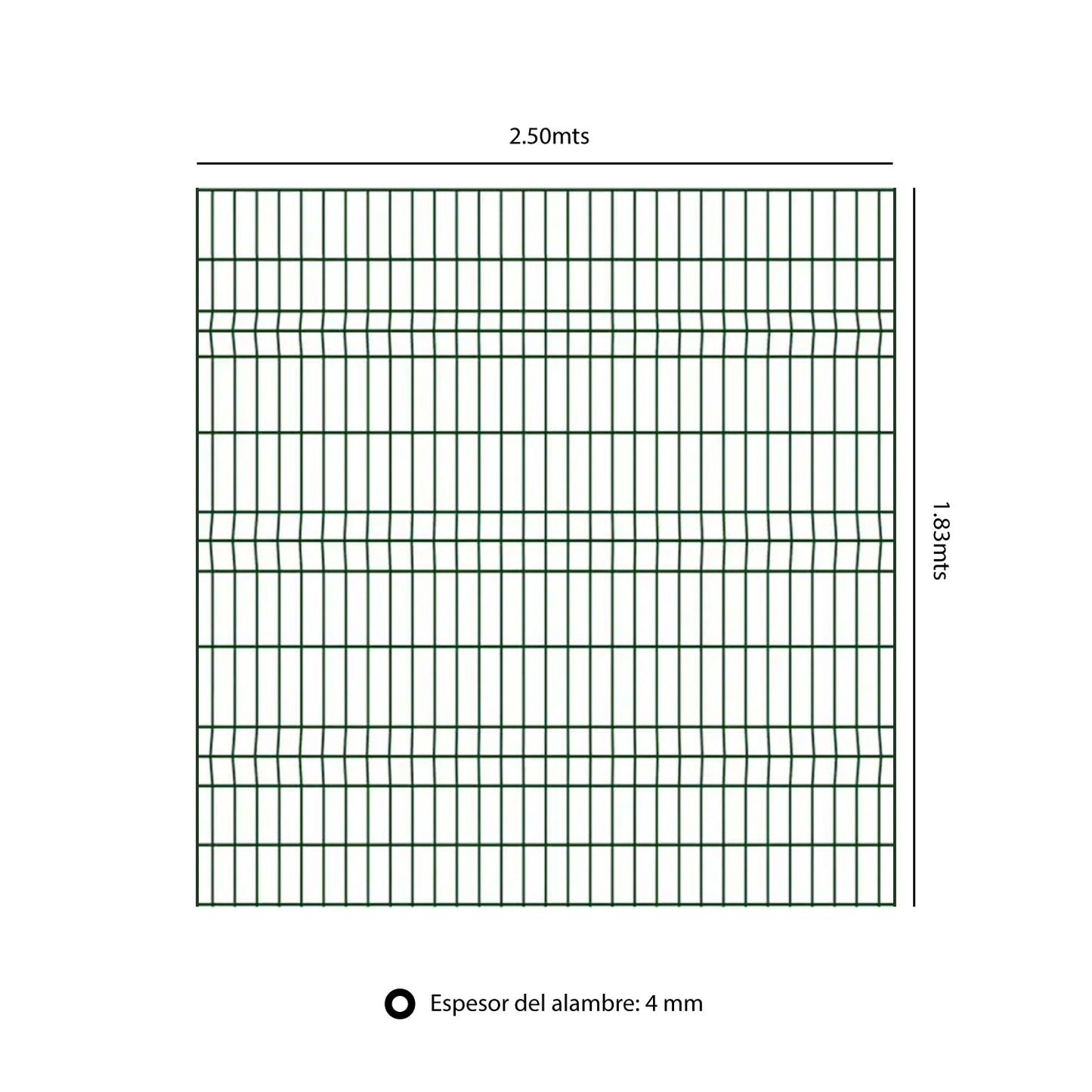 Pack Reja Tipo Acmafor 3D Verde 2.50 x 1.83 Mts + Poste