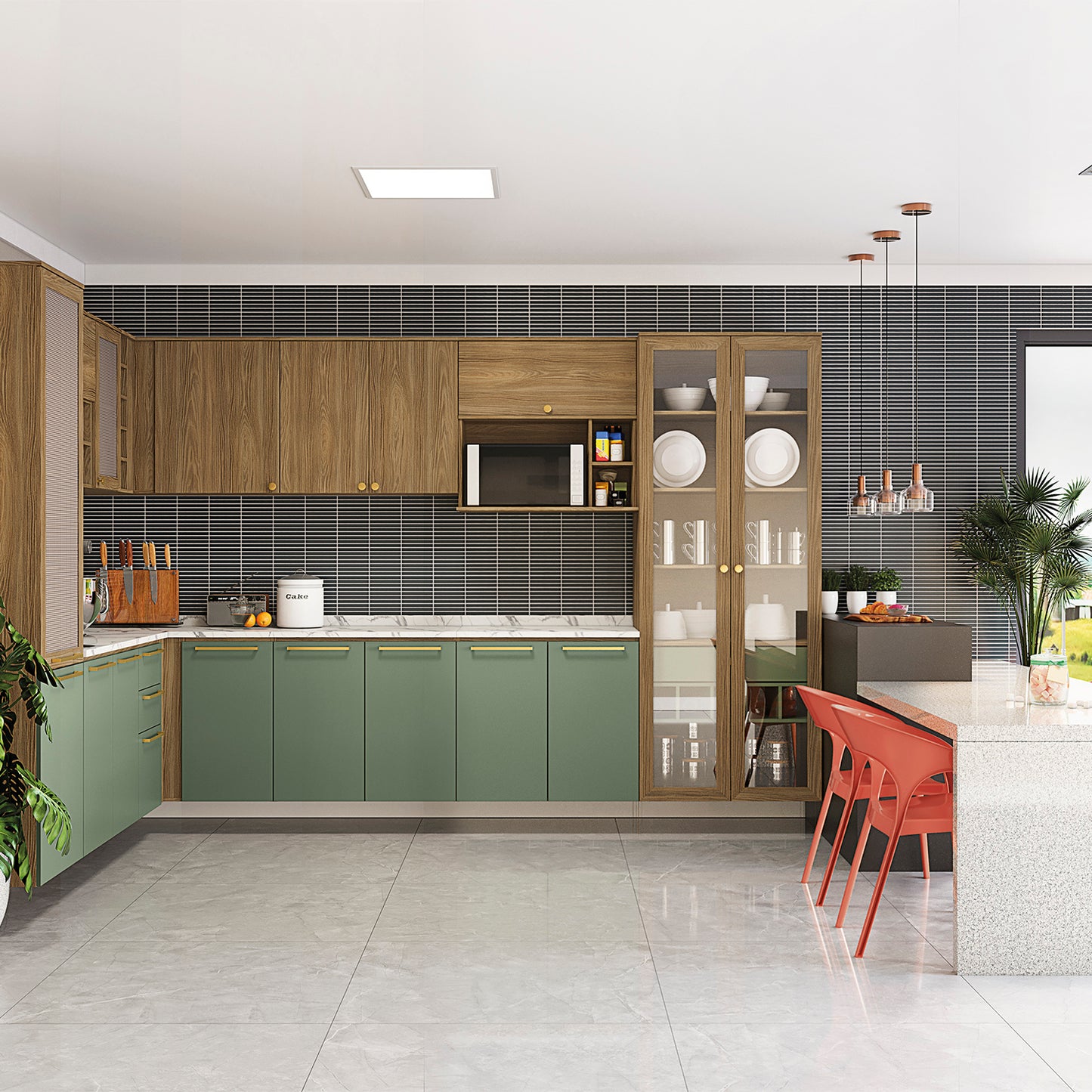 Mueble de Cocina para Microondas Botanic Nogal