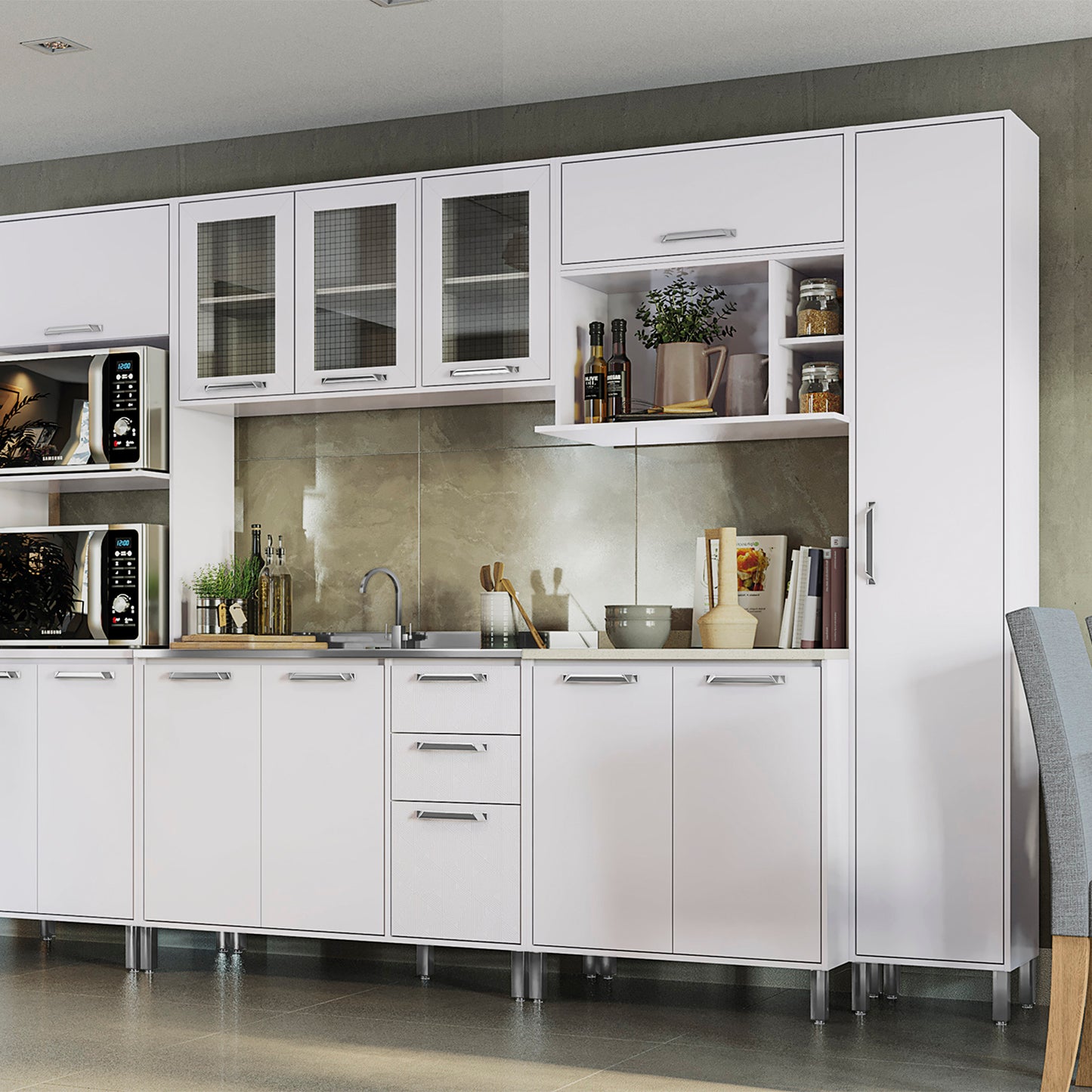 Mueble de Cocina con Puerta y 4 Repisas Geometric Blanco