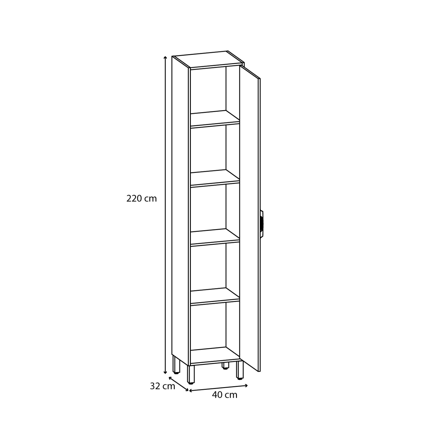 Mueble de Cocina con Puerta y 4 Repisas Geometric Blanco