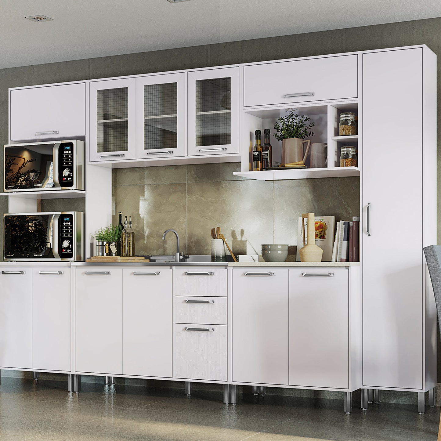 Mueble de Cocina Aéreo con Puerta Geometric Blanco