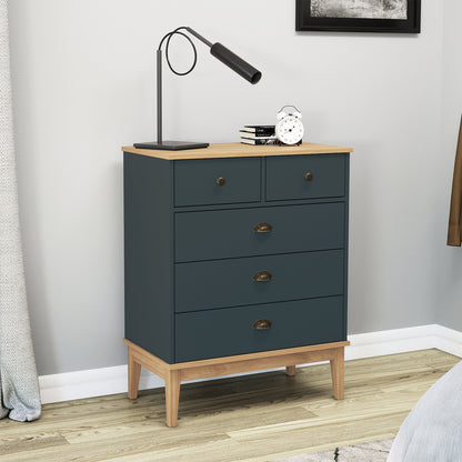 Cómoda 5 Cajones Colonial Miel Petróleo