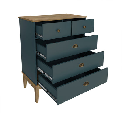 Cómoda 5 Cajones Colonial Miel Petróleo