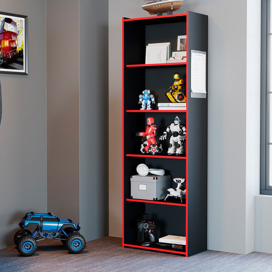 Estante Gamer 5 nichos Hoga Negro Rojo