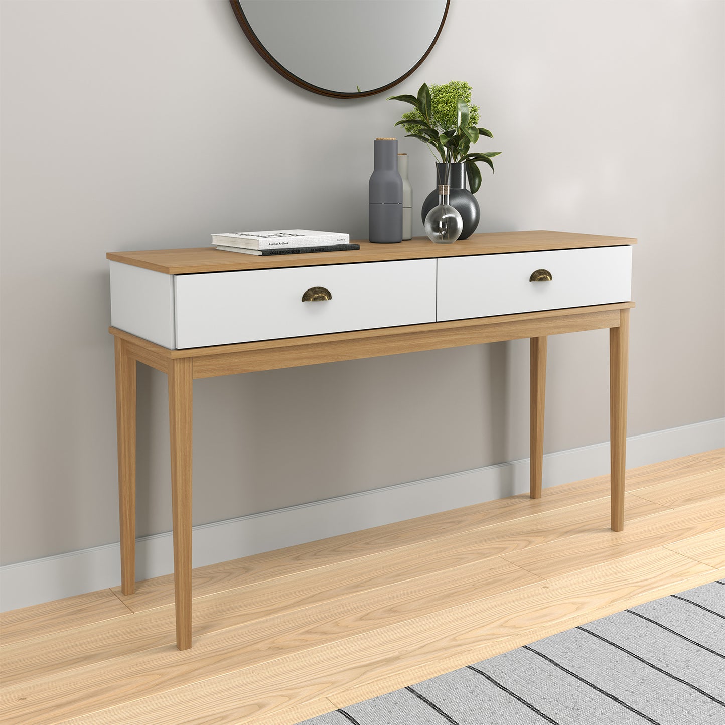 Aparador Arrimo 2 Cajones Colonial Miel Blanco