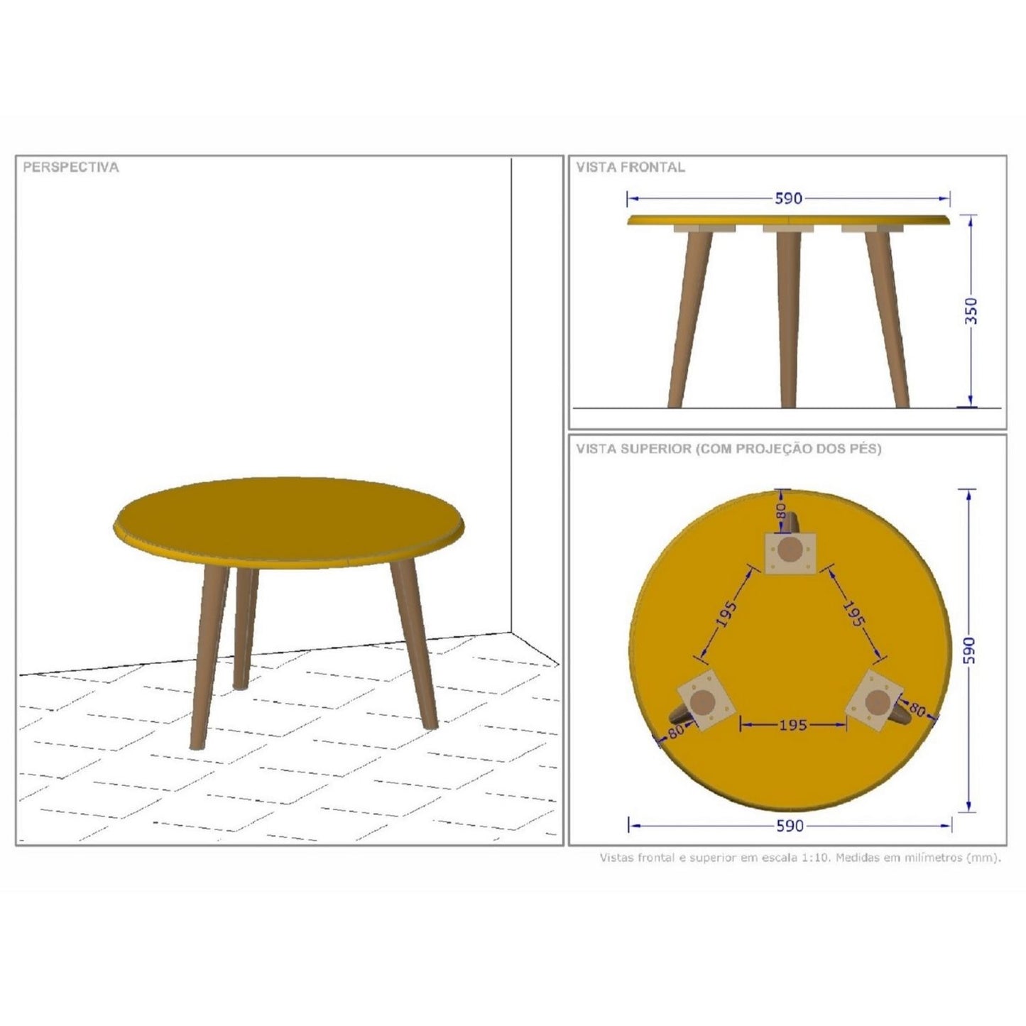 Mesa de Centro Brilha Amarillo