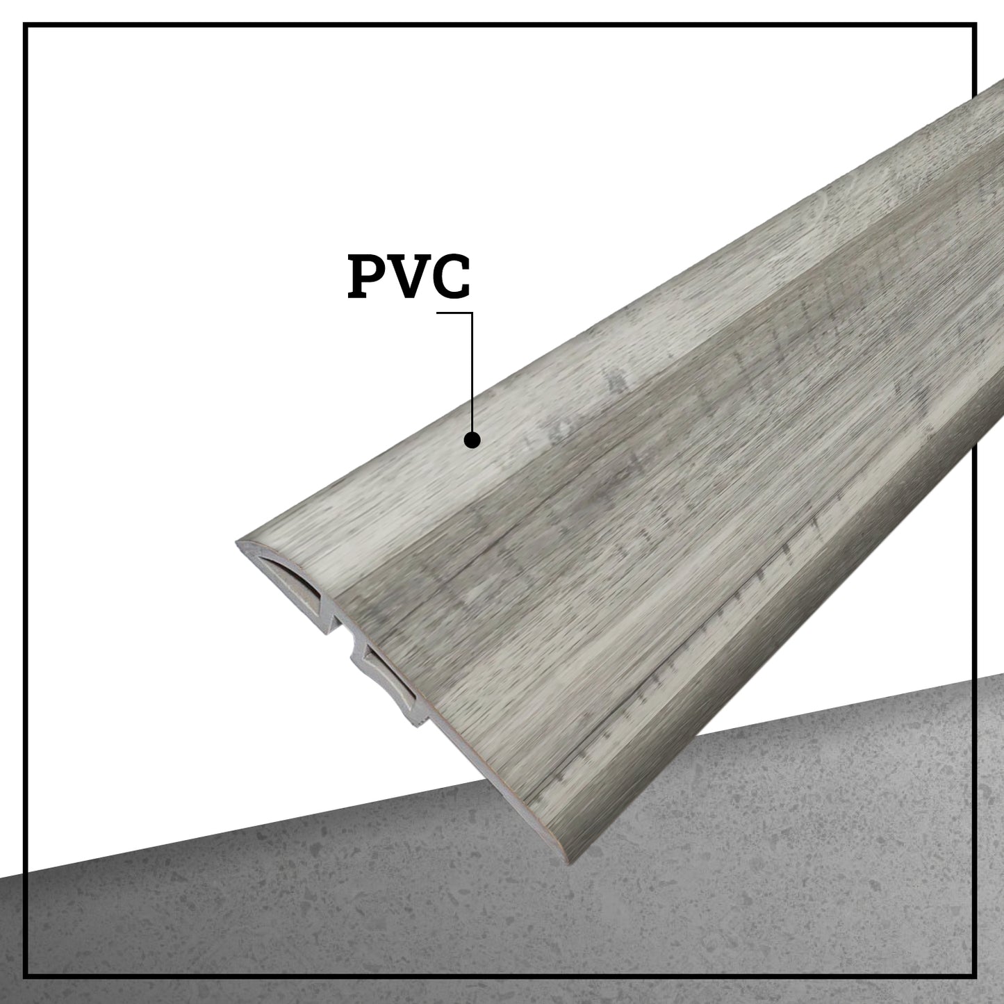 Cubrejunta Reductor Pvc Hoga 2Mt x 45mm Gris Absoluto