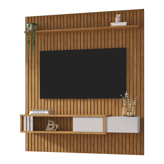 Panel Rack Tv 75" Nassau Natural Blanco Invierno