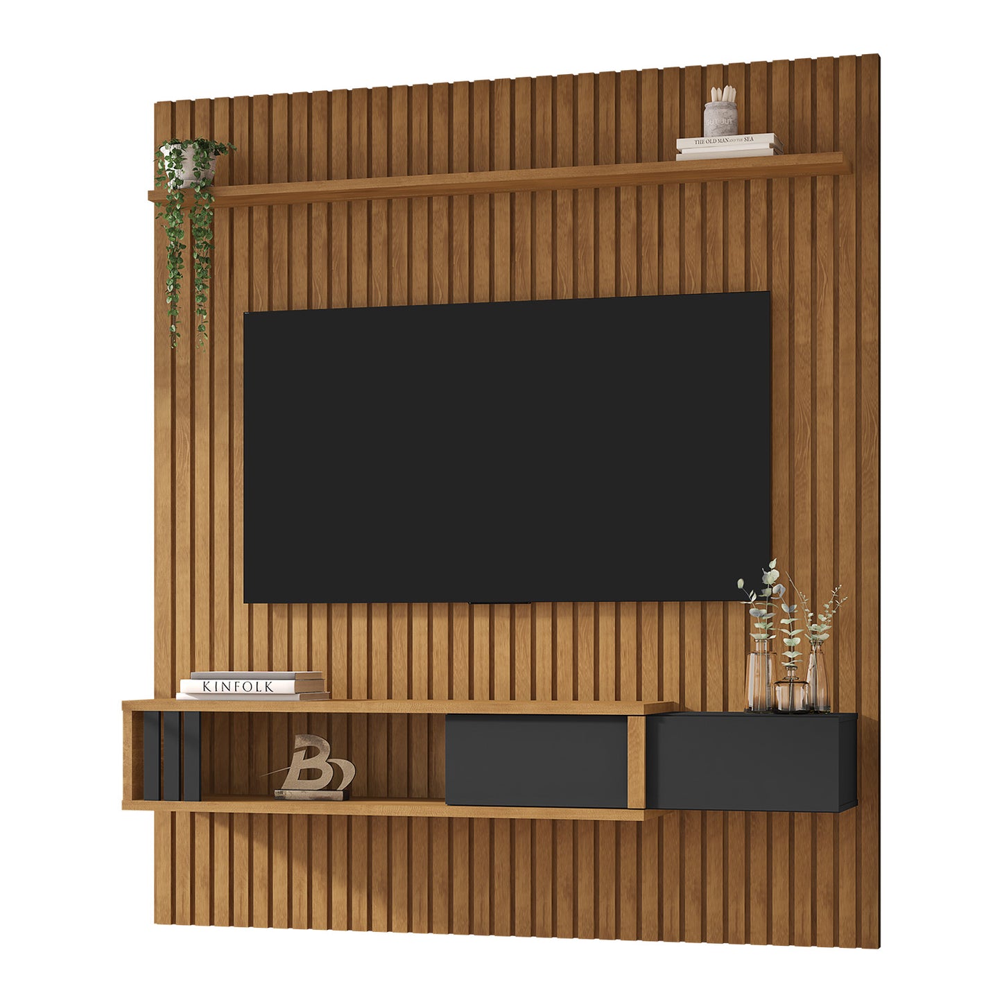 Panel Rack Tv 75" Nassau Natural Negro