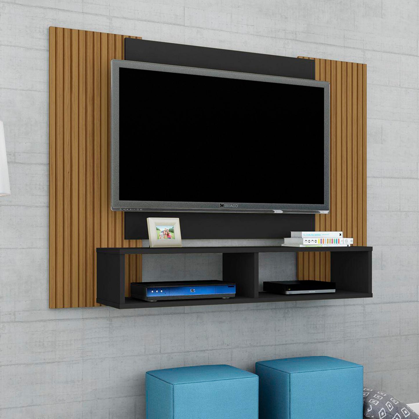 Panel Rack Tv 47" Navi Negro Ripado