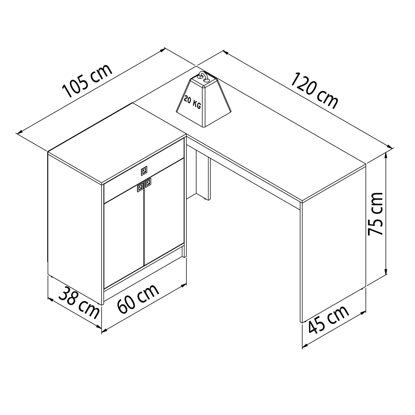 Escritorio 2 Puertas y 1 Cajón Tirsa Blanco