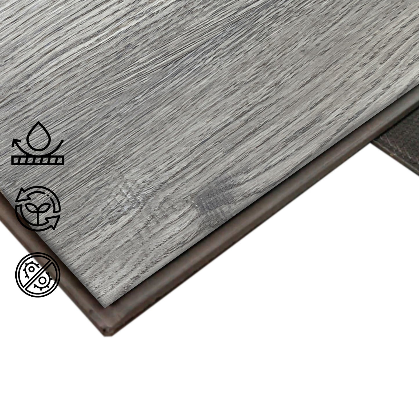 Piso Flotante Vinílico Spc Click 3.5+1mm Eva 2.23Mt2 Gris Oak
