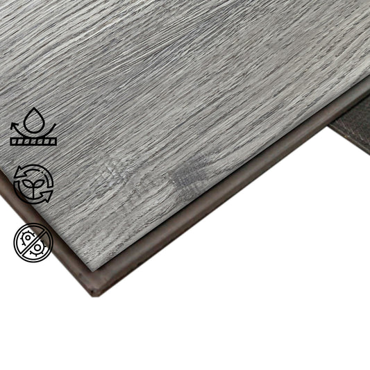 Piso Flotante Vinílico Spc Click 3.5+1mm Eva 2.23Mt2 Gris Oak