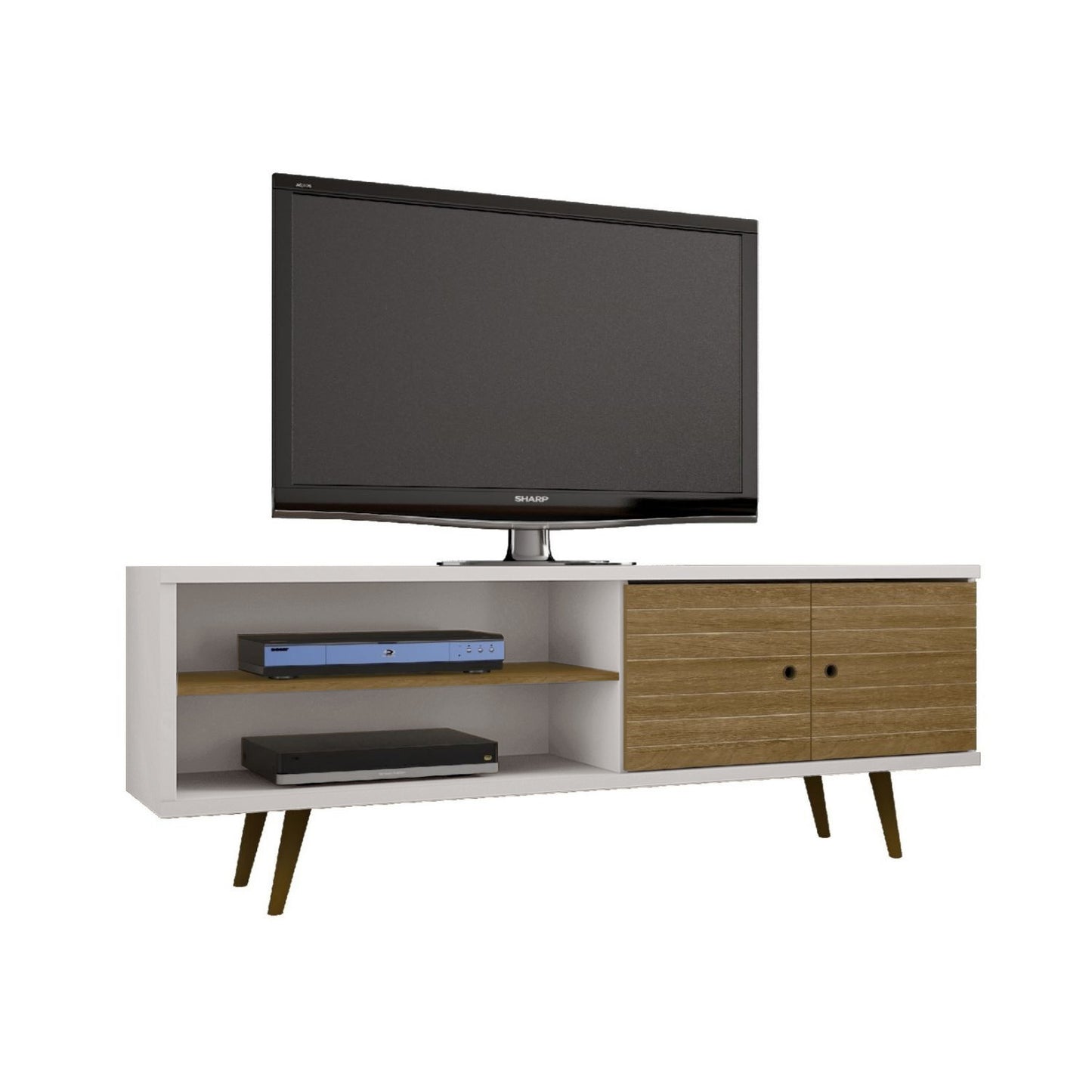 Rack Tv 70" Onix Blanco Invierno Canela