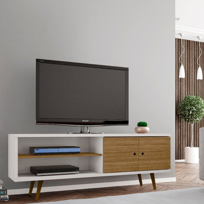 Rack Tv 70" Onix Blanco Invierno Canela