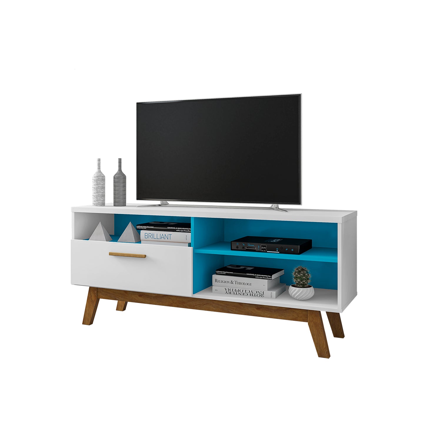 Rack Tv 55" Paladio Blanco Azul