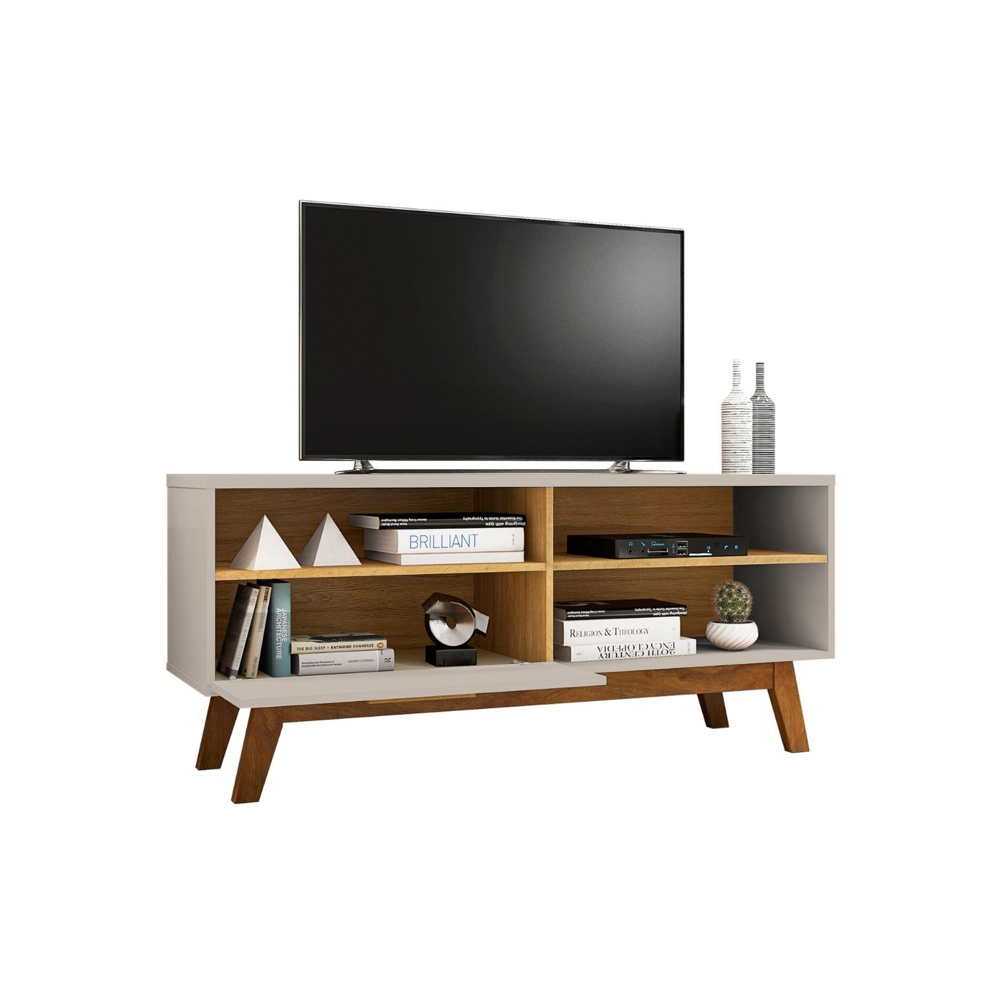 Rack Tv 55" Paladio Blanco Invierno Canela