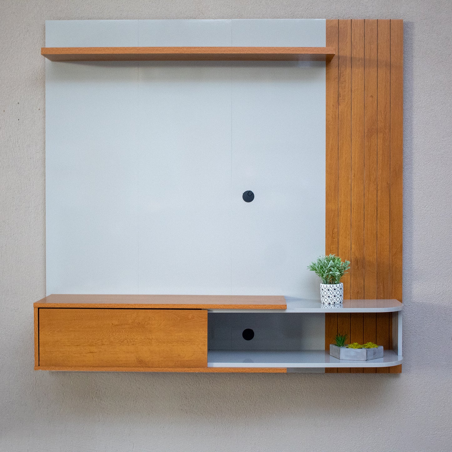 Panel Rack Tv 55" Hoga Paraty Natural Blanco Invierno