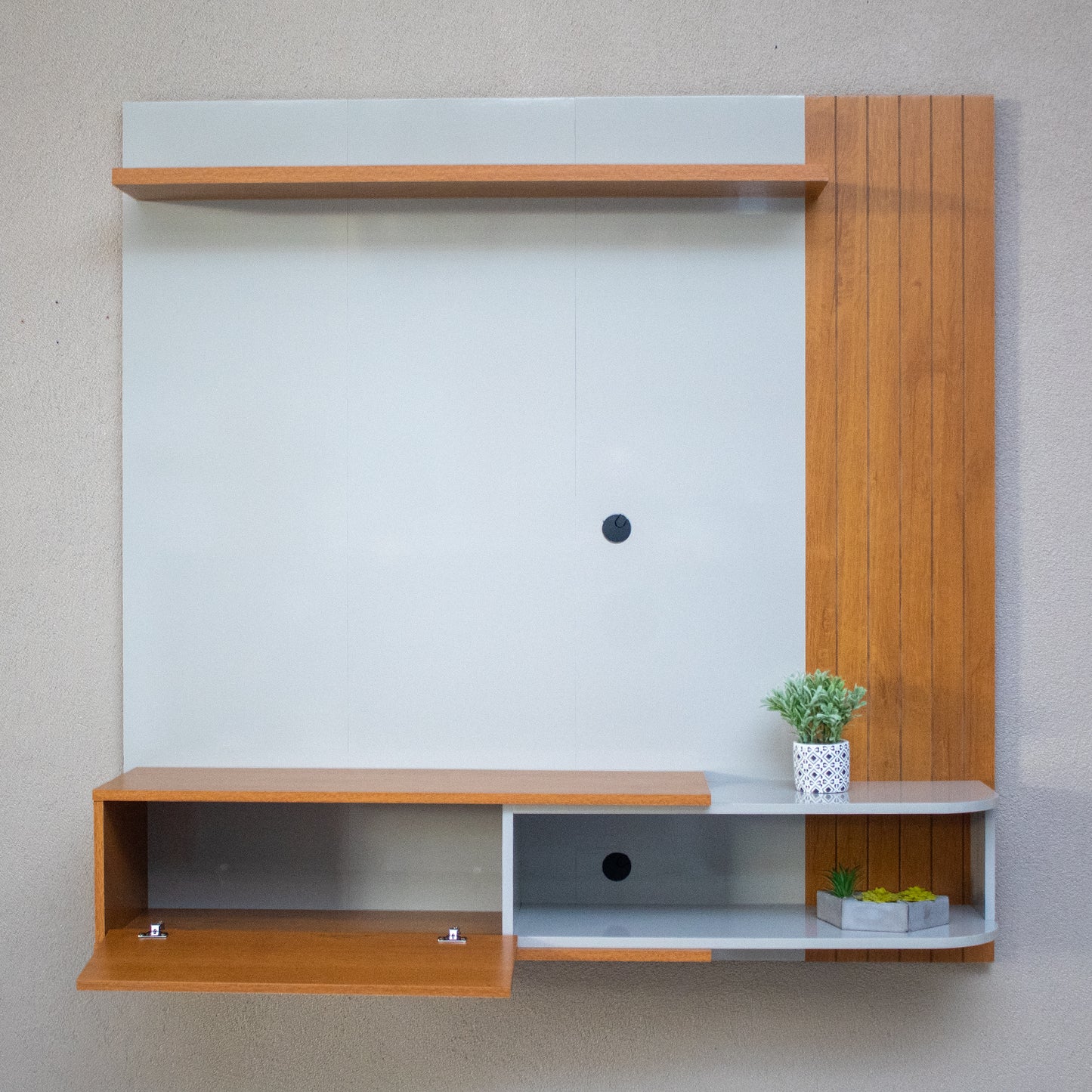 Panel Rack Tv 55" Hoga Paraty Natural Blanco Invierno