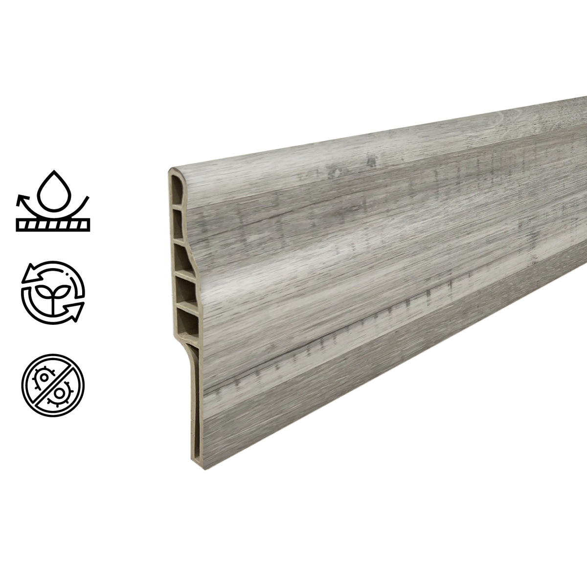 Guardapolvo Pvc Hoga 2Mt x 90mm Gris Absoluto