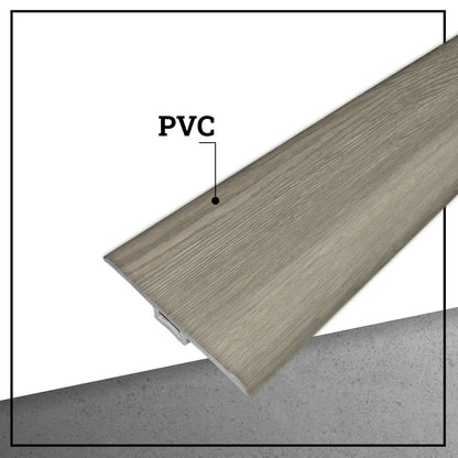 Pack 5 Unidades Moldura T PVC 2mt x 45mm Gris Oak