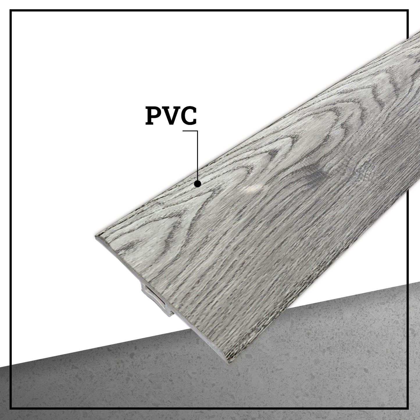 Pack 5 Unidades Moldura T PVC 2mt x 45mm Gris Oak