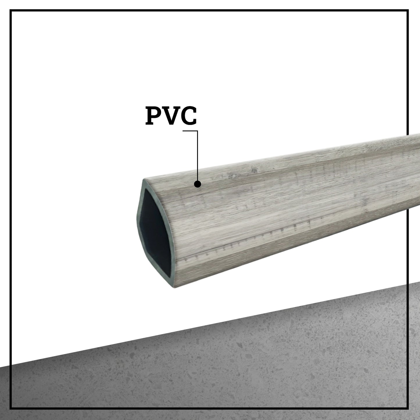 Pack 5 Unidades Cuarto Rodón PVC 2mt x 45mm Gris Absoluto