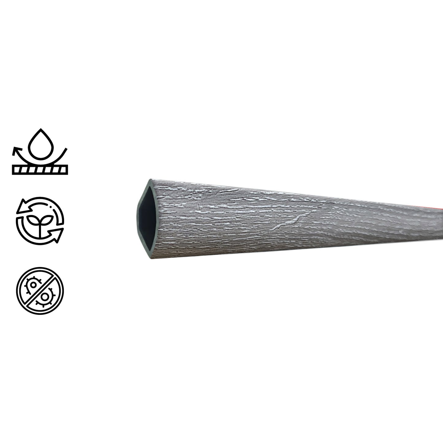 Pack 5 Unidades Cuarto Rodón PVC 2mt x 19mm Gris Londres