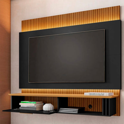 Panel Rack Tv 65" Paris Negro Canela Ripado