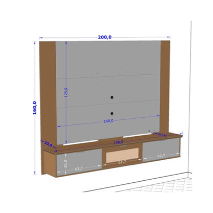 Panel Rack Tv 70" Qatar Blanco Invierno Canela Rattan